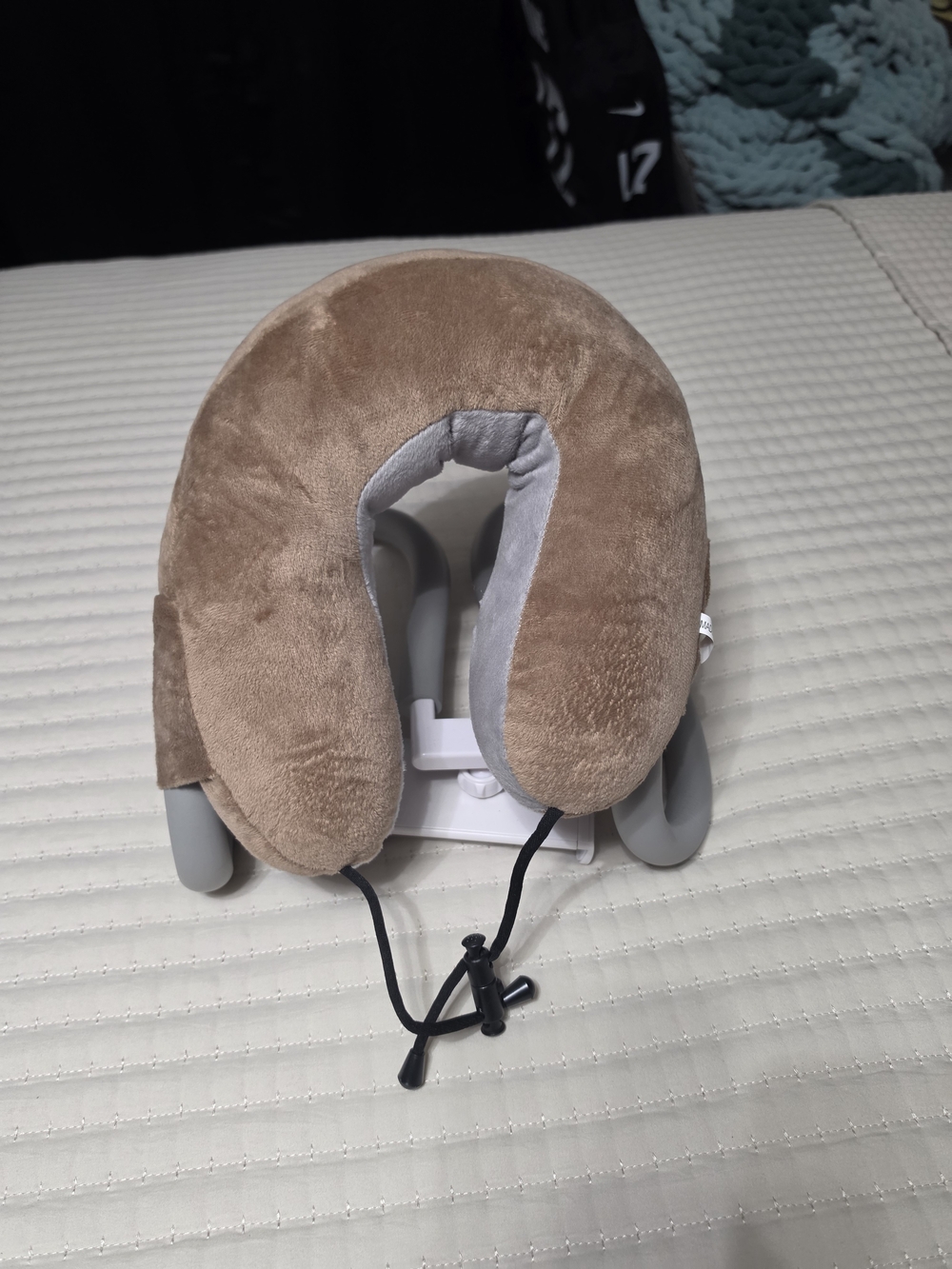 Plush U-Shaped Travel Neck Pillow in Light Brown
